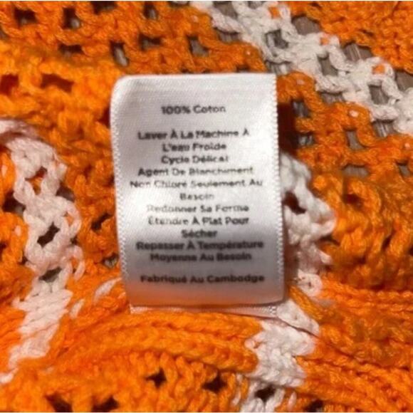 Talbot's Pull Over Open Weave Striped Cotton Sweater Side slits Orange plus 2X - Picture 3 of 8